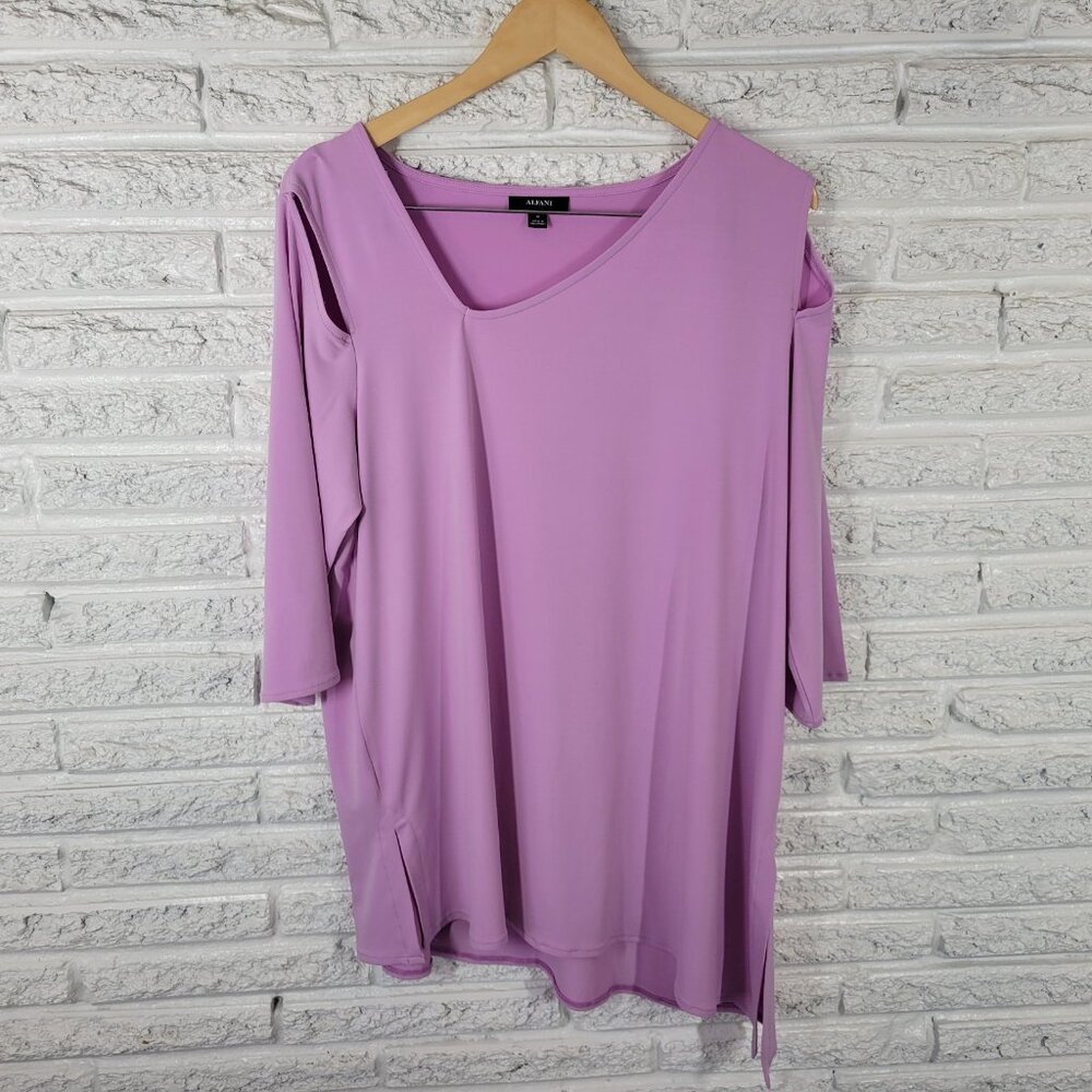 Alfani Womens Top 1X Plus Tunic Lavender Cold Shoulder Asymmetric PUR37E